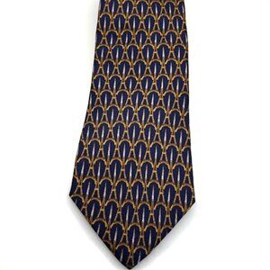 Brochier Soieries 100% Silk Neck Tie Eiffel Tower Paris 1889 3 in. Blue & Gold
